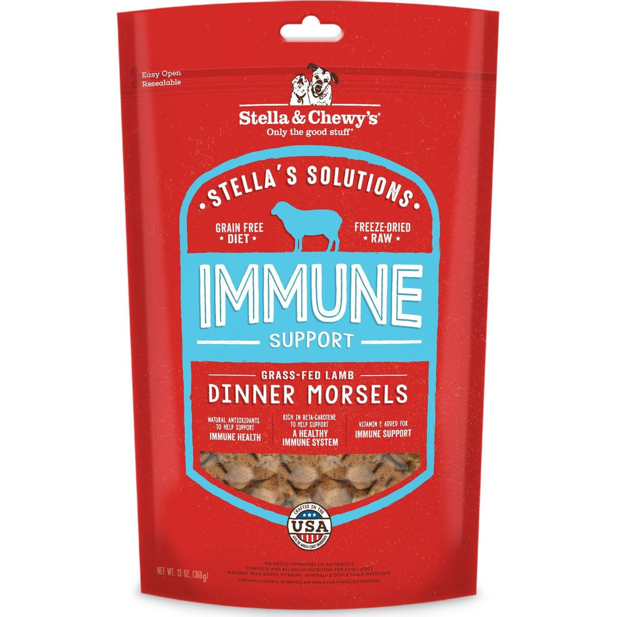 Solutions Immune Boost Freeze-Dried Raw Grass-Fed Lamb Dinner Morsels Dog Food. 370 g.