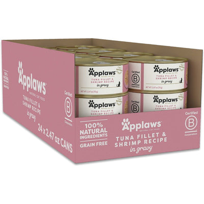Alimento Húmedo, Atún y Camarón en Gravy. 70 g, caja de 24. - Applaws