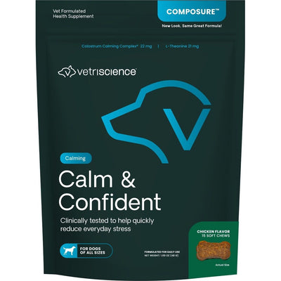 Composure Calm & Confident Thunderstorms Support Chews Calming &, sabor Pollo. 15 chews.