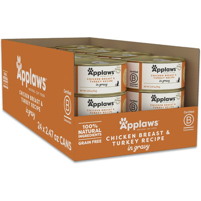 Alimento Húmedo, Pechuga de Pollo y Pavo Recipe Gravy Grain Free en Gravy. 70 g, caja de 24. - Applaws