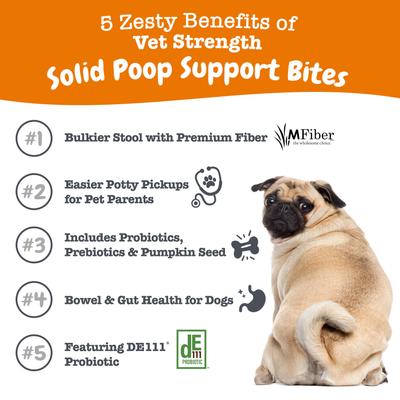Vet Strength Solid Poop Support Bites Digestivo y Riñón para Perros sabor Pollo 90 chews