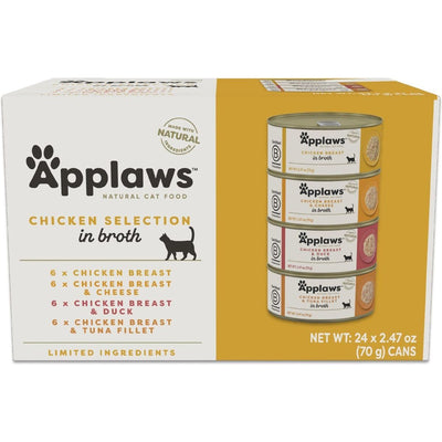 Alimento Húmedo, Pollo Broth Variety Pack en Broth. 70 g, caja de 24. - Applaws