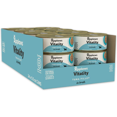 Vitality Alimento Húmedo, Vitality Filete de Atún en Broth. 156 g, caja de 24. - Applaws