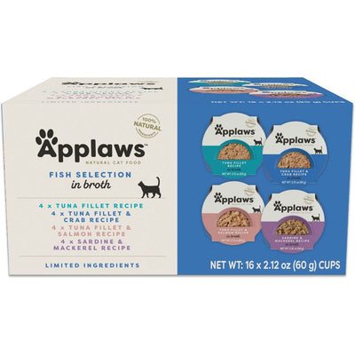 Alimento Húmedo, Pescado Broth Selection Grain Free en Broth. 60 g, caja de 16. - Applaws