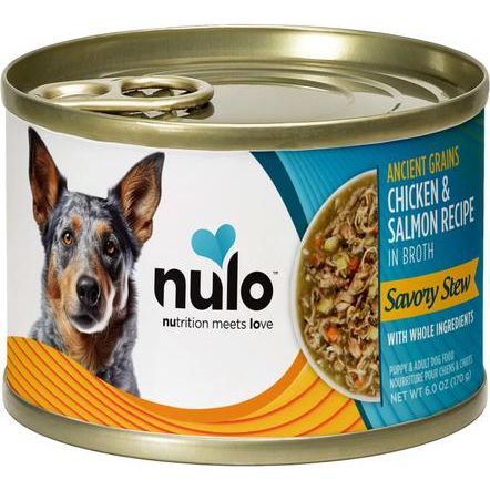 Nulo, Savory Stews Ancient Grains Chicken, Tilapia & Duck, Pollo + Tilapia + Pato + Calabaza + Quinoa Roja en Caldo, Cachorros y Adultos, 170 g × 8 latas