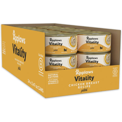 Vitality Alimento Húmedo Paté, Vitality Pechuga de Pollo Recipe Grain Free. 70 g, caja de 24. - Applaws