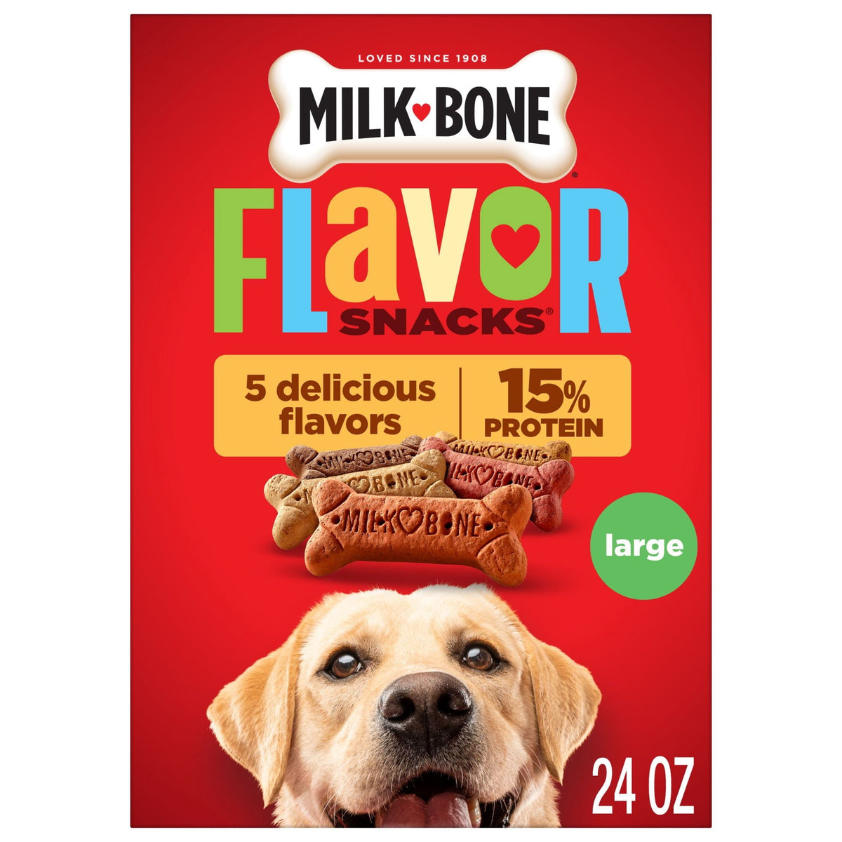 Milk-Bone Flavor Snacks Large, 24 oz, 680 g, empaque original