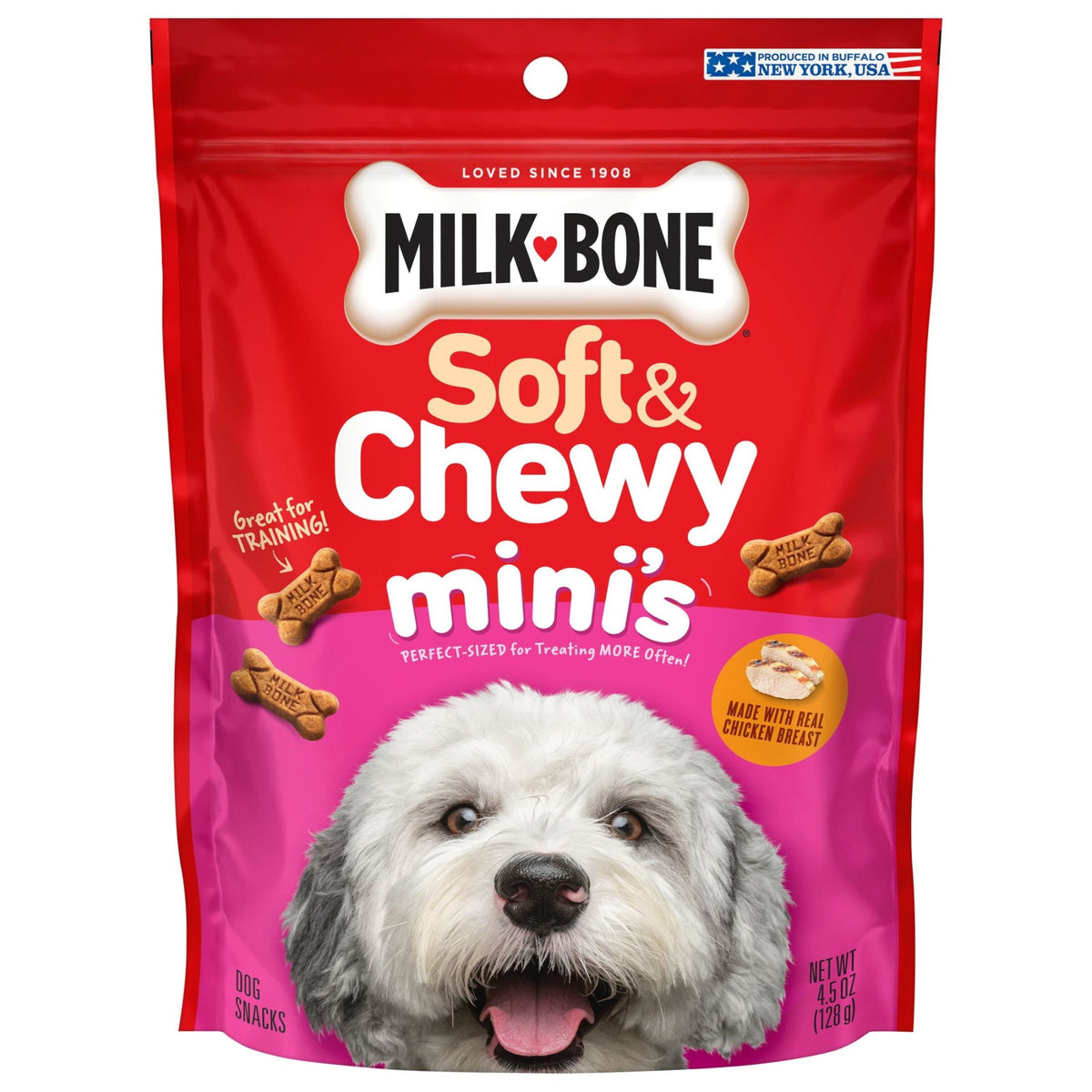 Milk-Bone Soft & Chewy Mini’s, pollo real, 128 g (4.5 oz)