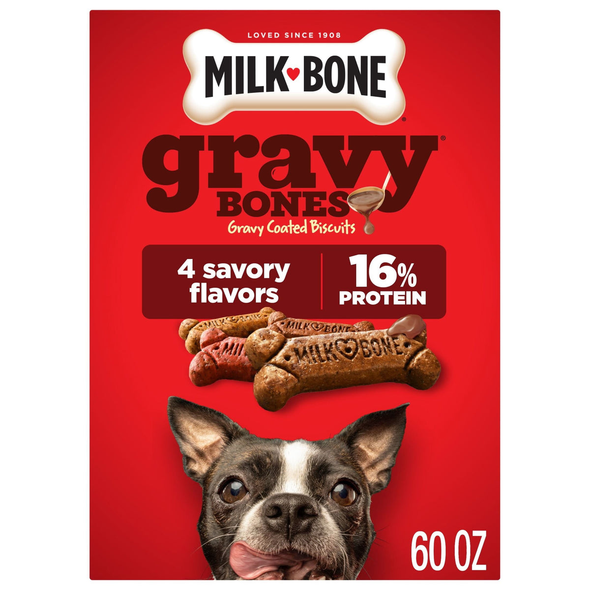 Milk-Bone GravyBones, caja de 60 oz / 1.70 kg, fotografía exacta del empaque