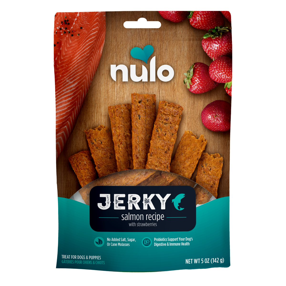 Nulo Premium Jerky Strips Salmón con Fresas 142 g