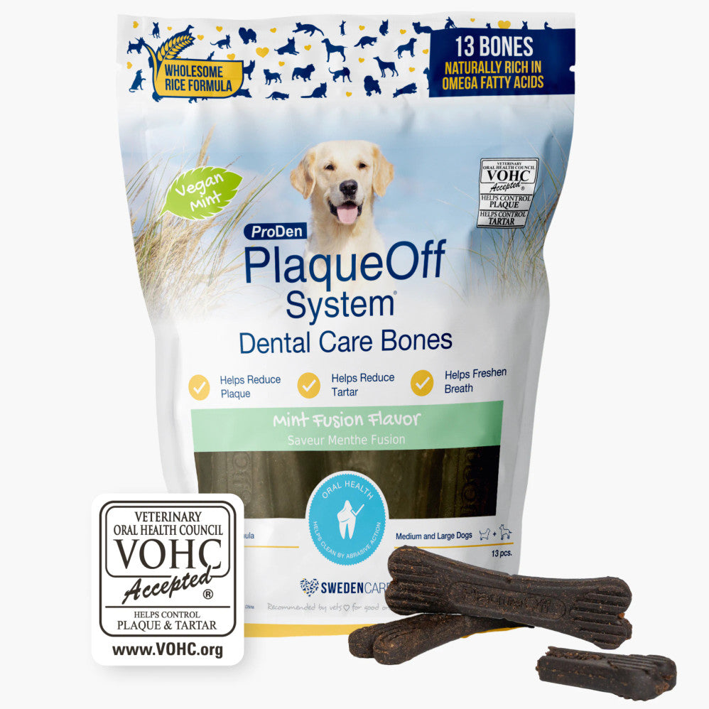 ProDen PlaqueOff Dental Care Bones, sabor Fusión de menta, 13 unidades