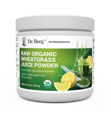 Dr. Berg, Wheatgrass Raw Orgánico en Polvo sabor Limón. 164 gr