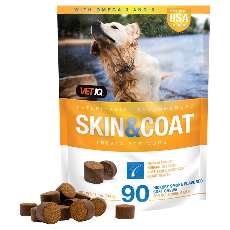 VetIQ Skin & Coat, sabor ahumado, bolsa de 90 masticables