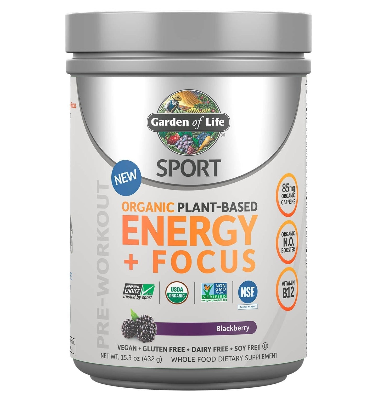 Aumenta Energía, Concentración, sabor Mora. 432 gr.