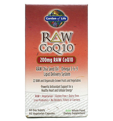 Garden of Life, CoQ10 Raw, Soporte para sistema Cardíaco. 60 Vcaps.