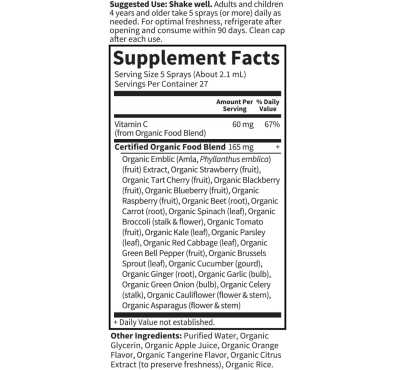 Vitamina C Líquida Orgánica, Naranja Mandarina. 58 ml.
