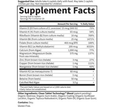 Calcio Vivo Avanzado. Vitamina D3 y K2 Magnesio. 120 Vcaps