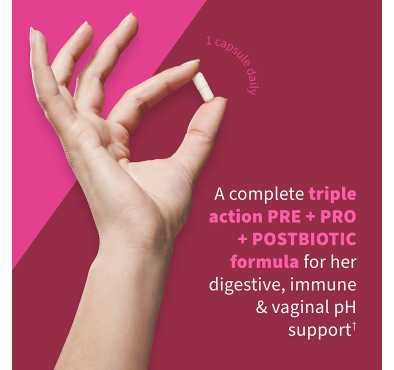Pre + Probiótico + Post para Mujer, apoyo pH. 50 billiones. 30 Vcaps
