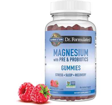 Garden of Life, Magnesio con Prebióticos y Probióticos sabor Frambuesa. 60 Gomitas