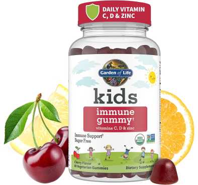 Soporte Inmune para Niños, Vitamina C, D, Zinc, sabor Cereza. 60 Gomitas