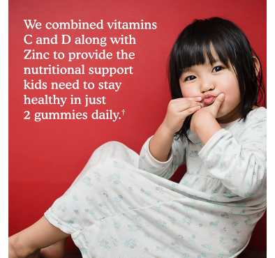 Soporte Inmune para Niños, Vitamina C, D, Zinc, sabor Cereza. 60 Gomitas