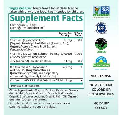 Garden of Life Dr. Formulated, Quercetina soporte Sistema Inmune. 30 tabs