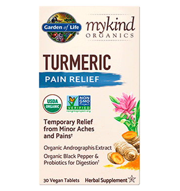 Garden of Life Cúrcuma, soporte para Dolor e Inflamación. 30 Vtabs