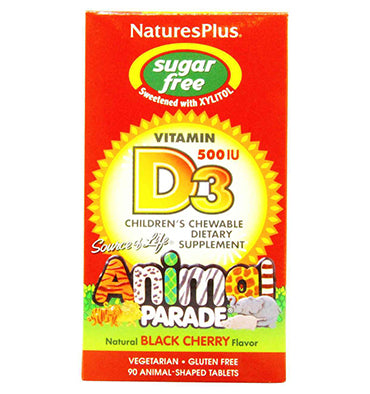 Vitamina D3, sin azúcar, sabor Cereza, 500 IU.