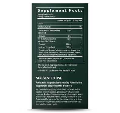 XXXGaia Herbs, Adrenal Health, Bienestar Diario, 120 vcap