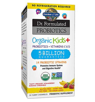 Garden of Life Dr. Formulated, Probióticos Orgánicos para Niños sabor Fresa Plátano. 30 tabs