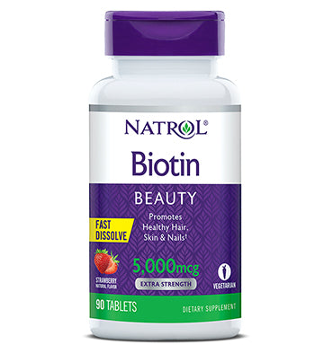 Biotin Rápida Disolución sabor Fresa 5000 mcg. 90 Tabs.
