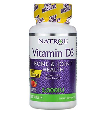 Vitamina D3 Rápida Disolución sabor Fresa (5000 IU). 90 Tabs