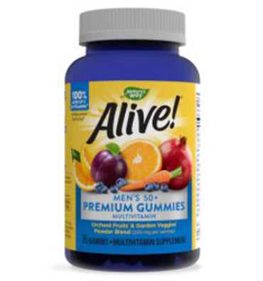 Alive Men's 50+ Gummy Multi-Vitamin Fruit -- 75 Gummies