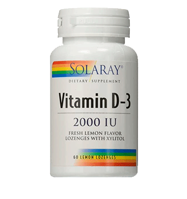 Vitamina D3, sabor Limón, 2000 IU. 60 lozenges.