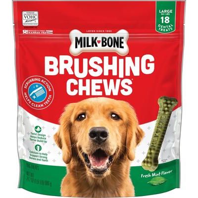 Masticables para cepillar el aliento fresco, sabor menta, golosinas dentales diarias para perros grandes, 18 unidades