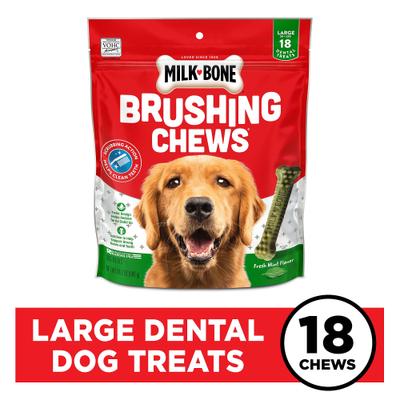 Masticables para cepillar el aliento fresco, sabor menta, golosinas dentales diarias para perros grandes, 18 unidades