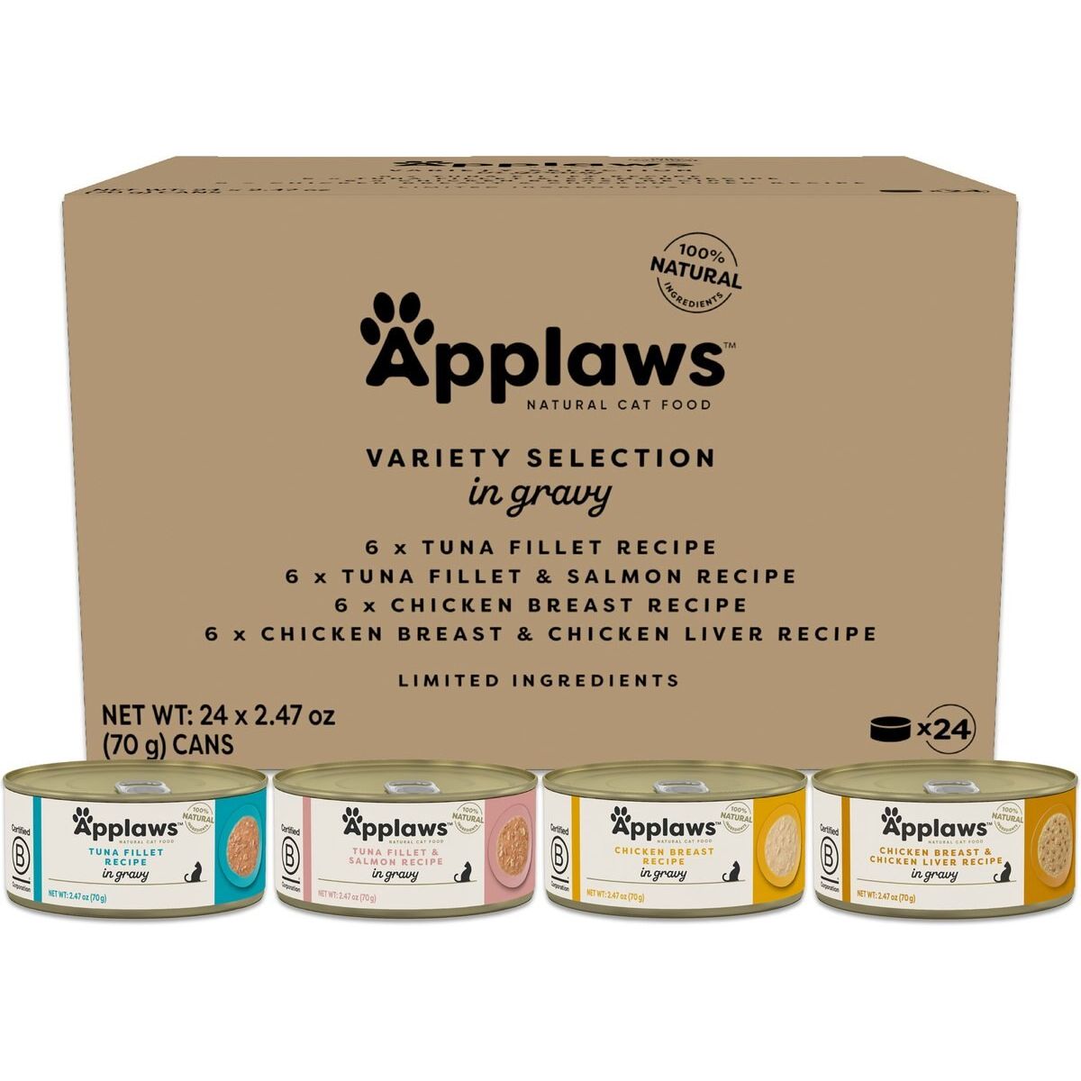 Alimento Húmedo, Selection en Gravy. 70 g, caja de 24. - Applaws