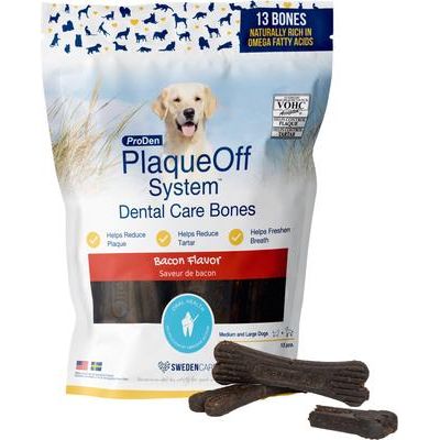 ProDen, PlaqueOff Dental Care Bones, A.N ProDen + Omega-3 + Omega-6, varios sabores, 13 unidades.