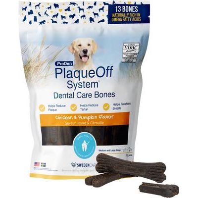 ProDen, PlaqueOff Dental Care Bones, A.N ProDen + Omega-3 + Omega-6, varios sabores, 13 unidades.