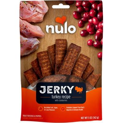 Nulo, Premium Jerky Strips, premios sin granos con probiótico BC30 para perros, varios sabores, 142 g