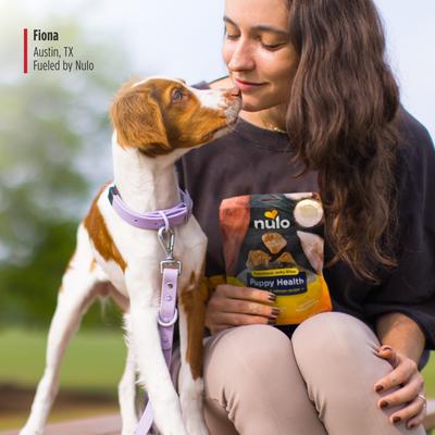 Nulo, Functional Jerky Bites Puppy Health, Pollo + Salmón con DHA + EPA + Probiótico BC30, Cachorros, 142 g