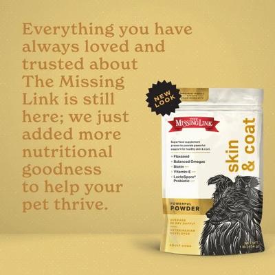 The Missing Link, Skin & Coat Supplement Powder for Dogs, omega-3 + omega-6 + probióticos, 454 g / 2.27 kg.