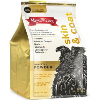 The Missing Link, Skin & Coat Supplement Powder for Dogs, omega-3 + omega-6 + probióticos, 454 g / 2.27 kg.