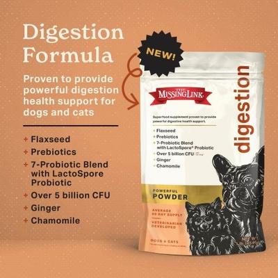The Missing Link, Digestion Supplement for Dogs & Cats, mezcla de 7 probióticos + prebióticos + jengibre + manzanilla, 454 g.