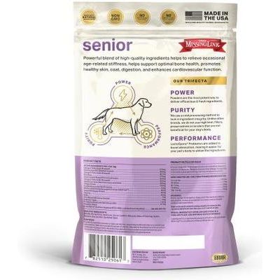The Missing Link, Senior Supplement for Dogs, glucosamina + mejillón de labios verdes + omegas + probióticos, 454 g.