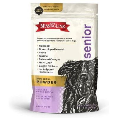 The Missing Link, Senior Supplement for Dogs, glucosamina + mejillón de labios verdes + omegas + probióticos, 454 g.