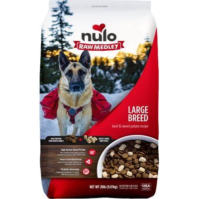 Nulo, Raw Medley Large Breed, Res + Camote con piezas crudas liofilizadas y soporte articular, Perros Adultos de Raza Grande, 9.07 kg