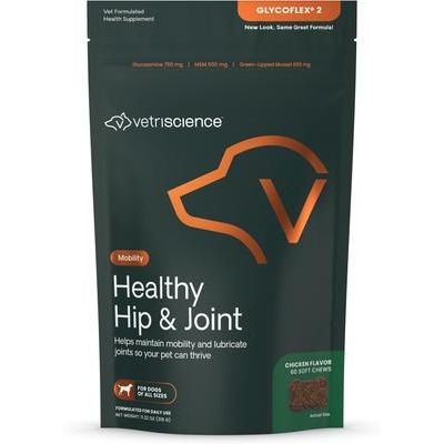 GlycoFlex Sport - Masticables para la salud de las articulaciones y caderas con sabor a pollo, con glucosamina y mejillón de labios verdes, suplemento para las articulaciones de perros, 60 unidades