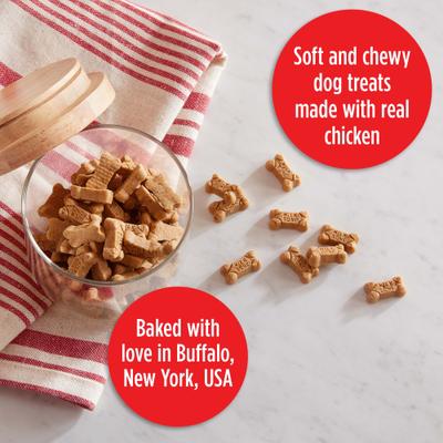 Minis suaves y masticables hechos con pollo real. Premios suaves y masticables para perros, bote de 18 oz.