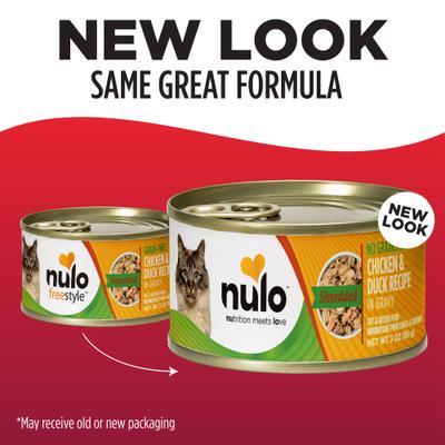 Nulo, FreeStyle Shredded Chicken & Duck, Pollo + Pato Desmenuzados en Salsa, Sin Granos, Gatos y Gatitos, 85 g × 24 latas